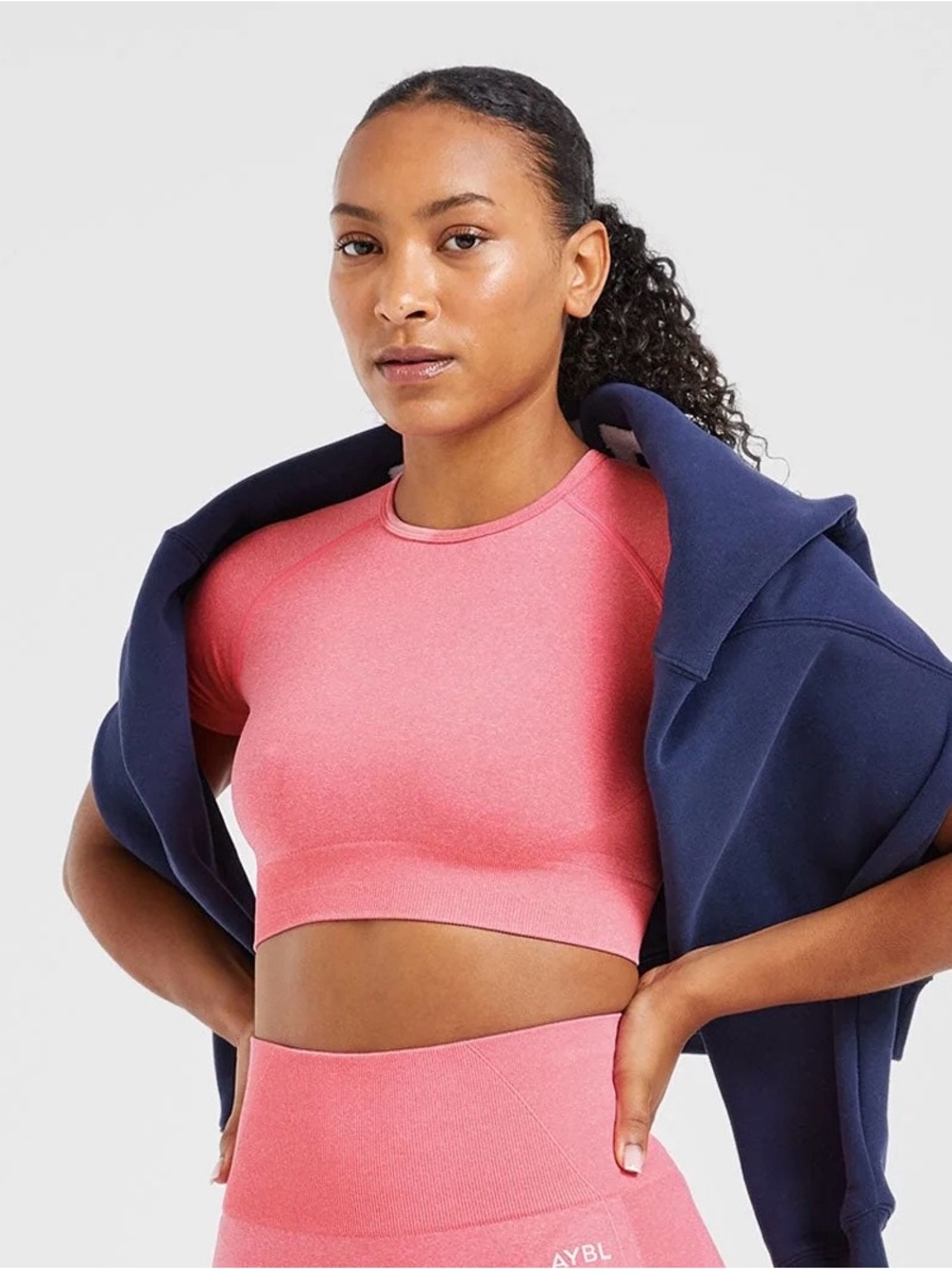 Seamless Crop Top in Coral Pink (Pink Marl)